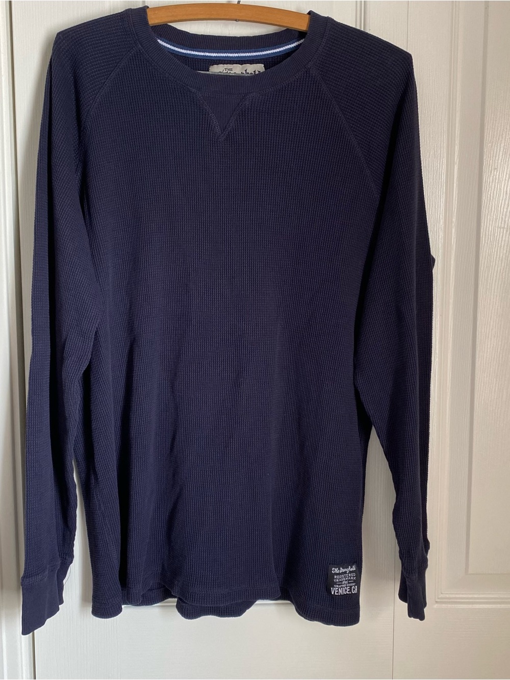 The Stronghold Navy Blue Crewneck Waffle Knit Long Sleeve Thermal XL Casual Cozy